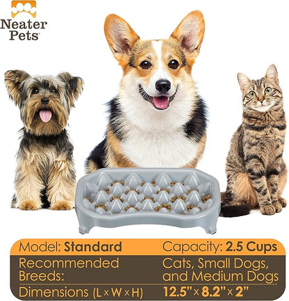 Neater Pet Brands Neater Slow Feeder Dog Bowls, Slows Down Fast Eaters to Help Digestion & Prevent Overeating, Non-Slip Food Bowl, BPA-Free, Holds 2.5 Cup of Food for Small to Medium Breed or Puppy
