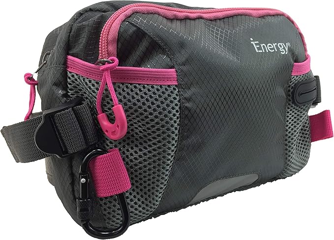 iEnergy™ PAT Waist Belt for Dog Owners - Durable Fanny Pack for Hands-Free Dog Walking, Training and Hiking with Treat Pouch - Pink