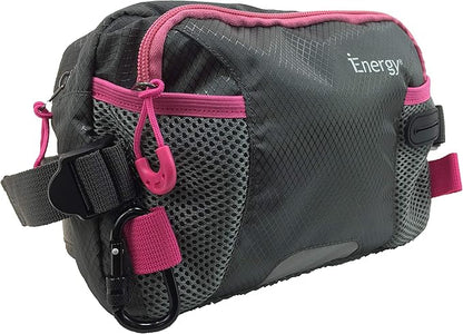 iEnergy™ PAT Waist Belt for Dog Owners - Durable Fanny Pack for Hands-Free Dog Walking, Training and Hiking with Treat Pouch - Pink