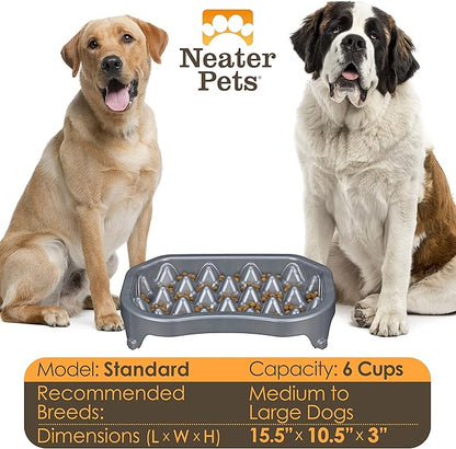 Neater Pet Brands Neater Slow Feeder Dog Bowls, Slows Down Fast Eaters to Help Digestion & Prevent Overeating, Non-Slip Dog Bowl, BPA-Free, Holds 6 Cups of Food for Medium to Large Breed Dogs or Puppy