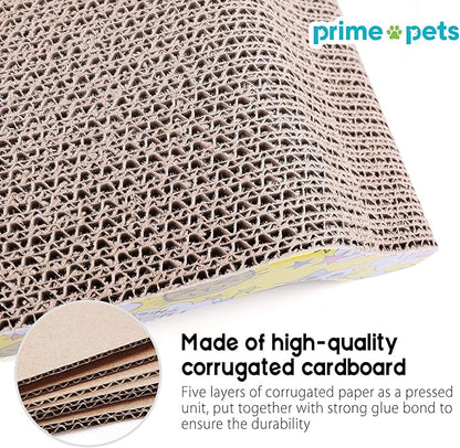 PrimePets Cat Scratcher Lounge 2-Pack, Reversible Wave Cat Scratch Pad for Scratching, Sleeping & Playing, Durable Corrugated Cardboard Cat Bed for Kittens & Small Cats, Includes Catnip
