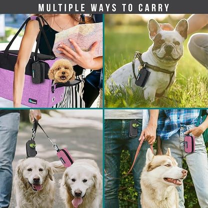PetAmi Dog Poop Bag Holder & Waste Bag Dispenser with Clip-On Pouch Includes 1 Roll of Pet Waste Bags Portable Dog Walking Accessories for Leash, Belt or Backpack, Gray