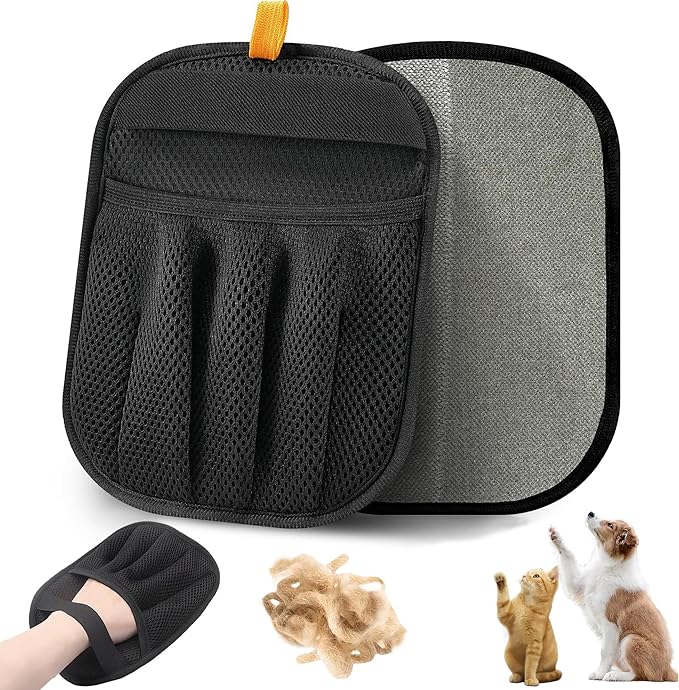 2-Pack Reusable Pet Hair Remover Gloves for Dogs & Cats – Electrostatic Dehairing Glove for Sofas, Furniture, Carpets, Car Seats & Pet Grooming – Eco-Friendly, Washable, Multi-Surface Tool