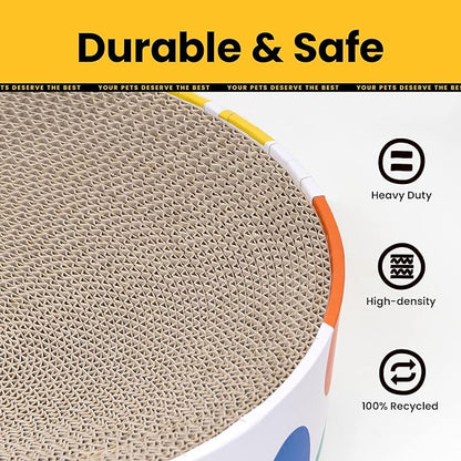 Cat Scratcher Bed,2 in 1 Oval Cat Scratching Board for Indoor,Scratch Pad Corrugated Cardboard Lounge Bowl Nest Couch Sofas for Kitty Play&Rest,Holiday Birthday Gift with Kittens Toy Fish