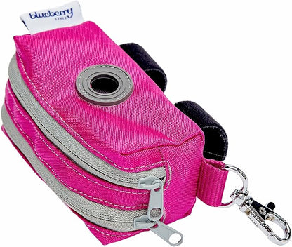 Blueberry Pet Dog Poop Bag Holder - Dark Orchid Dispenser with Dual Zippers, Dog Poop Bags Rolls, Dog Leash Attachment, Includes 1 Free Roll, Compact, Durable, Ideal for Dog Owners