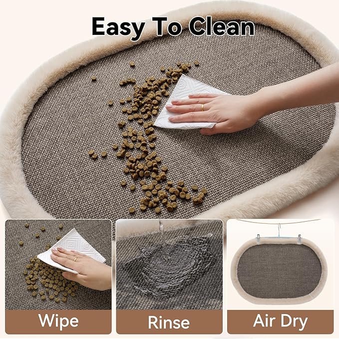 Pet Feeding Mat, Dog Food Mats Absorbent Pet Placemat for Food and Water Bowl with Non Slip Rubber Backing for Dog and Cat (16"x24", Brown)