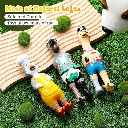 3 Pcs Rubber Chicken Squeaky Dog Toys Screaming Chicken Latex Soft Rubber Chew Molar Toys Interactive Pet Funny Squawkers Cute Dog Gifts for Small Medium Birthday (Cosplay Style)