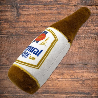 design LAB, Inc. Natural Light Beer Dog Toy | Official Merchandise Beer Bottle Squeaky Plush Toy for Dogs | 12 inch Medium Large Novelty Dog Toys for Fun and Fetch