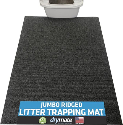 Drymate Cat Litter Box Mat, Litter Trapping Mat, Waterproof, Urine-Proof, Absorbent, Machine Washable, Soft on Paws, Contains Mess, Protects Floors, Kitten Supplies, Charcoal, 30x45 Jumbo XXL