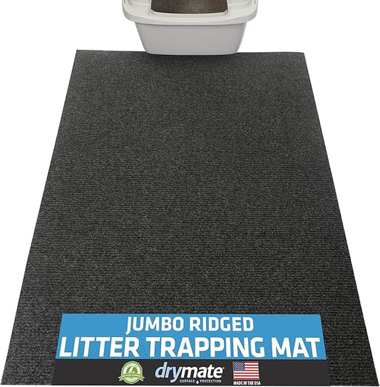 Drymate Cat Litter Box Mat, Litter Trapping Mat, Waterproof, Urine-Proof, Absorbent, Machine Washable, Soft on Paws, Contains Mess, Protects Floors, Kitten Supplies, Charcoal, 30x45 Jumbo XXL