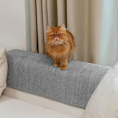 Cat Scratcher Mat,Natural Sisal Cat Scratch Pad with Hook&Loop Tape,Horizontal Floor Kitty Scratching Pads Rug for Indoor,Pet Furniture Protector for Couch&Carpets&Sofas, Large, Grey