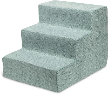 Best Pet Supplies Dog Stairs & Steps - Foam Steps for Small Dogs & Cats, Non-Slip Indoor Balanced Pet Step Support, Dog Ramp, No Assembly, Pale Teal, 3-Step (13.5-inch Height)