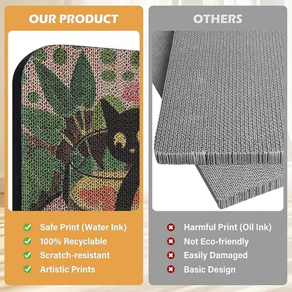 2 Packs Art Cat Wall-Mountable Scratching Board 16.7x11x1 Inch Cat Wall Scratch Pad for Indoor Cats Furniture Protector (Goldfish & Scream)