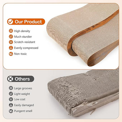 Cat Scratcher 2 in 1 Scratchers for Indoor Cats Scratching Board Cardboard, Horizontal Corrugated Scratch Pad for Cats as Beds & Furniture Reversible Sofa Scratch