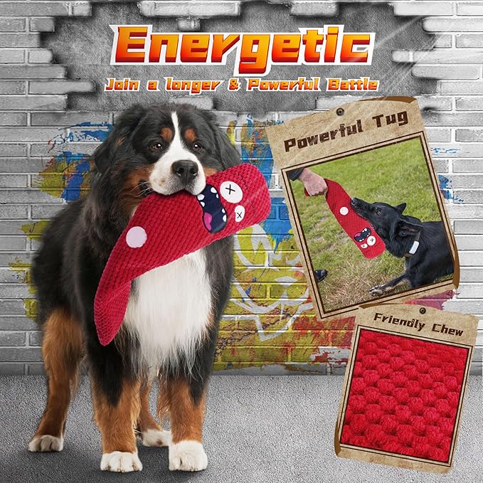 Long-Lasting Heavy Various Dog Chew Toys for Aggressive Chewers,9 Pack Indestructible Large Dog Toys Include Tug Chew & Rope Toys,Squeaky Toys for Medium&Large Breed(For Powerful Chewers-Mad Bunny）