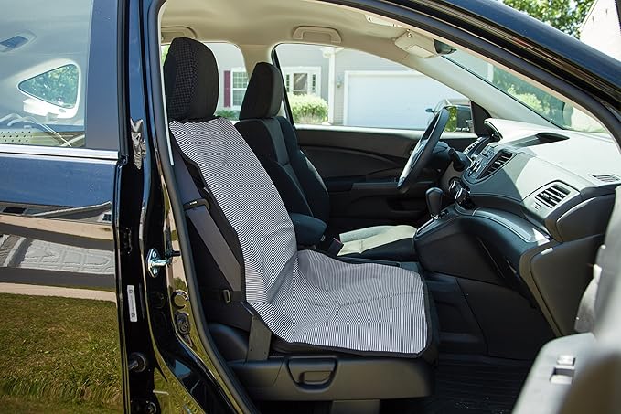 IRIS USA, Inc. Medium Dog Car Seat Cover, Single Seat Water-Resistant Easy Install Standard Size Car Seat Cover Protects Against Dirt and Animal Hair for Pet Dog Cat, Gray Stripes