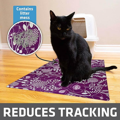 Drymate Cat Litter Box Mat, Litter Trapping Mat, Waterproof, Urine-Proof, Absorbent, Machine Washable, Soft on Paws, Contains Mess, Protects Floors, Kitten Supplies, Purple, 20x28