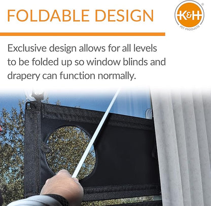 K&H Pet Products EZ Mount Quad Stack Cat Window Perch for Large Cats, Sturdy Window Hammock Bed, Steel Frame, Sturdy Suction Cups, 4 Washable Shelf Covers, Foldable - Fits 27" W X 59" H Glass Spaces