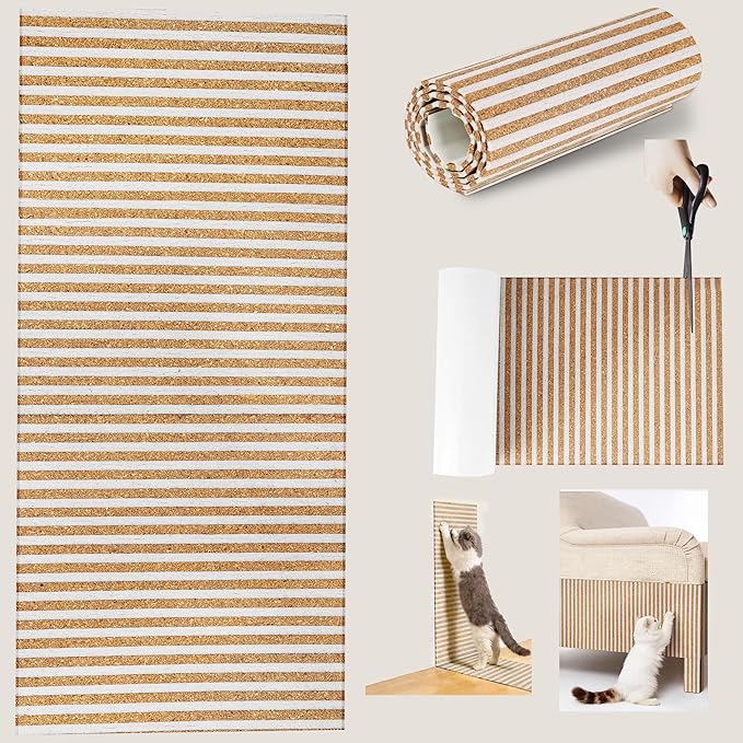 Natural Cork-Cat Scratch mat Upgraded-Cat Scratch Pad Rug-cat Couch Protector-Scratch Furniture Protector for Post/Sofa/Floor-Wall Scratchers for Indoor-Carpets Scratching-Stretching-Kitty Gifts-white