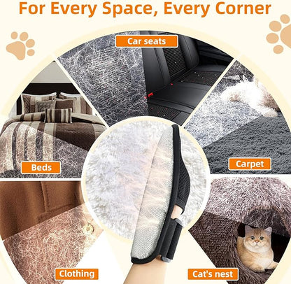 Pet Hair Removal Glove for Cats & Dogs, Patented Adjustable Strap, Reusable Five-Finger Grooming Glove with Secure Non-Slip Fit for Couch, Carpet, Clothing & Car Seat