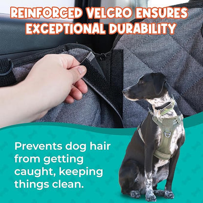 Back Seat Extender for Dogs, Dog Car Seat Cover for Back Seat - No-Slip 600D Waterproof Hammock, Exclusive Large Space Hard Bottom Seat Bed Holds 330 Ibs, Dog Accessories, Dog Bed for Car - Gray