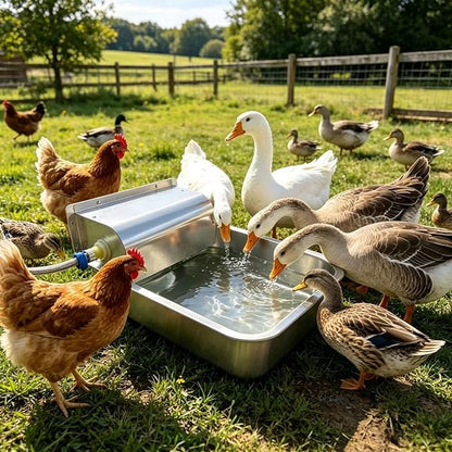Large Automatic Dog Water Dispenser Stainless Steel Outdoor Dog Water Bowl Self-Filling Dog Bowl, Suitable for Livestock, Dogs, Cats, and Chickens, 3 Gallons
