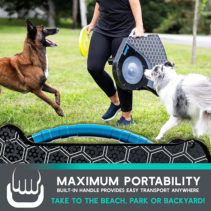 Franklin Pet Supply Co. Automatic Disc Launcher for Dogs - Ready Set Fetch Automatic Disc Tosser Dog Toy for Fetch - Portable Thrower Toy - Battery Powered