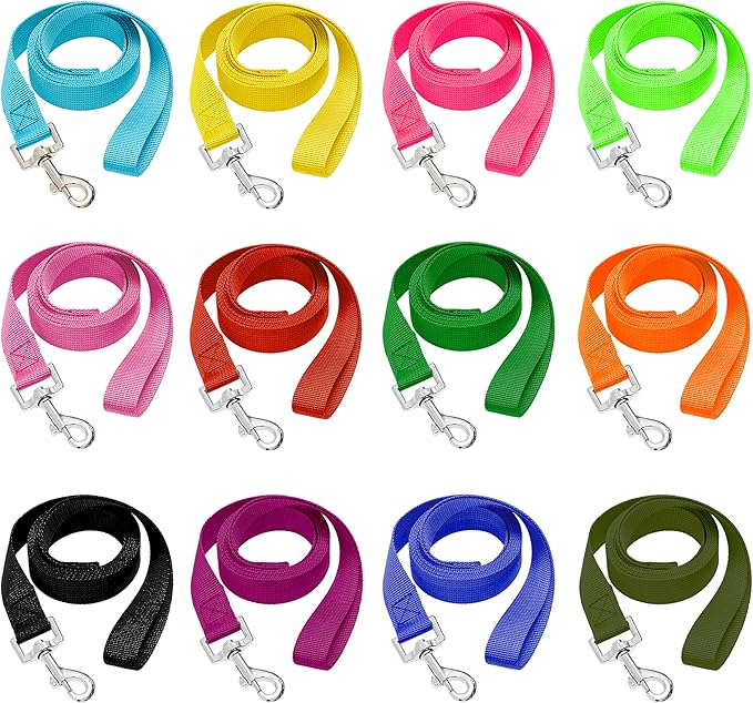 12 Pcs Dog Leashes for Small Medium Large Dogs, 4FT Lead Short Dog Leash with Swivel Hook for Walking, Training, Hiking, Rescues, Grooming, Shelter, Outdoor