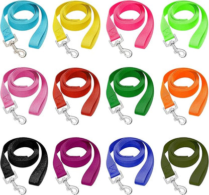 12 Pcs Dog Leashes for Small Medium Large Dogs, 4FT Lead Short Dog Leash with Swivel Hook for Walking, Training, Hiking, Rescues, Grooming, Shelter, Outdoor
