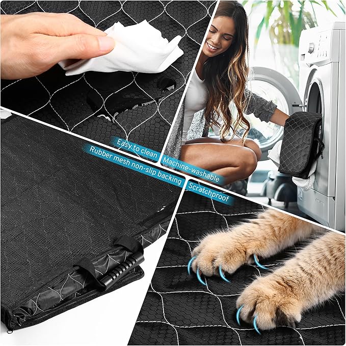 XHRING Dog Seat Cover Back Seat Truck Pet for Ford F150 F250 F350 Super Duty Ram 1500 2500 3500/GMC Sierra/Chevy Silverado, Waterproof & Scratchproof Back Seat Pet Cover for Pickup Truck Black Grey