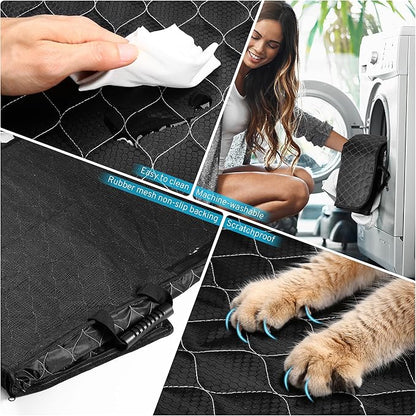 XHRING Dog Seat Cover Back Seat Truck Pet for Ford F150 F250 F350 Super Duty Ram 1500 2500 3500/GMC Sierra/Chevy Silverado, Waterproof & Scratchproof Back Seat Pet Cover for Pickup Truck Black Grey