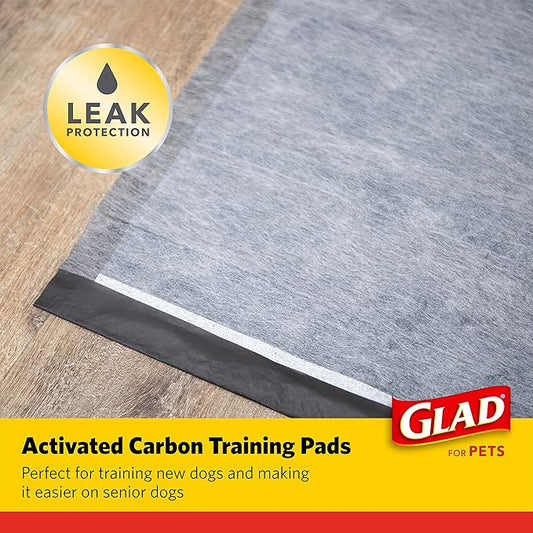 Glad for Pets Black Charcoal Puppy Pads, All-in-One | Puppy Potty Training Pads That ABSORB & NEUTRALIZE Urine Instantly | New & Improved Quality Puppy Pee Pads, 150 count - 2 Pack