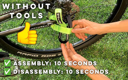 BIKE AND DOG - Dog Leash and Harness for Bicycle, Harness with 3 Rings, 2 are Sides, Includes 2 Special Cable Ties for Bicycle. Patented. (Fluorescent Yellow, Leash)