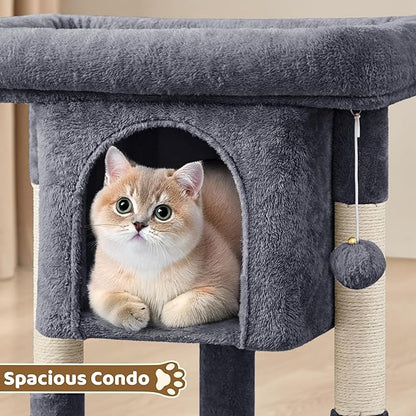 Yaheetech 23.5in Cat Tree Tower, Cat Condo with Sisal-Covered Scratching Posts, Cat House Activity Center Furniture for Kittens, Cats and Pets - Dark Gray