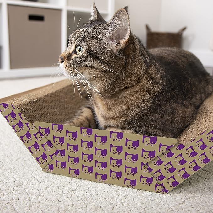 SmartyKat Super Scratcher Chaise Corrugate Cat Scratcher and Lounge, Cradling Chaise Shape for Scratching & Comfort