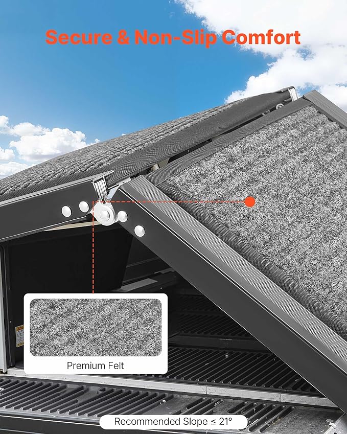 VEVOR Dog Ramp for Cars, 71" L x 17" W, Folding Pet Ramps for Medium & Large Dogs up to 250lbs, Pet Stair Ramp with Non-Slip Felt Rug Surface, Portable Outdoor Dog Car Ramps for SUV & Truck