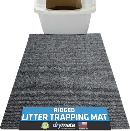 Drymate Cat Litter Box Mat, Litter Trapping Mat, Waterproof, Urine-Proof, Absorbent, Machine Washable, Soft on Paws, Contains Mess, Protects Floors, Kitten Supplies, Grey, 20x28