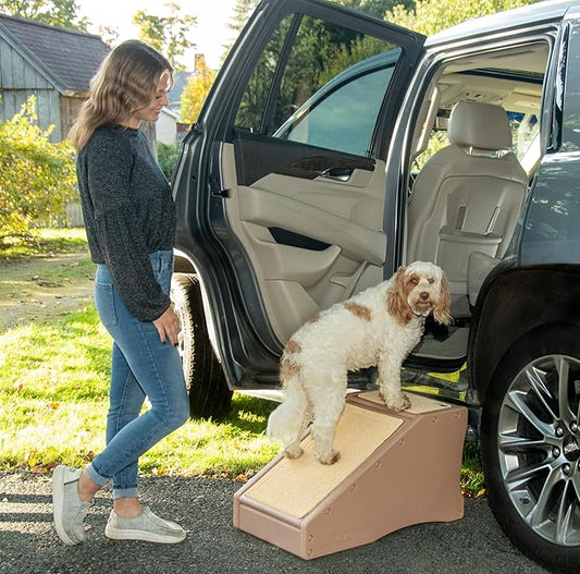 Pet Gear Stramp Stair and Ramp Combination for Dogs/Cats, Easy Step, Lightweight/Portable, Sturdy, Easy Assembly (No Tools Required) 1 Model, Camel
