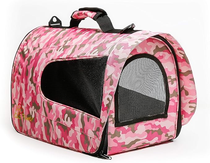 Pawer 18” x 11”x 11” Soft-Sided Foldable Airline Approved Pet Carrier for Cat, Puppy and Small Dog, Washable 600D Oxford Fabric, with Handle and Strap for Carry, Multiple Colors Available