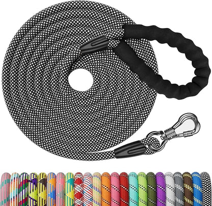 NTR Heavy Duty Dog Leash, Black 10MM 15FT Training Leash with Swivel Lockable Hook and Comfortable Padded Handle, Dog Lead for Walking, Hunting, Camping, Backyard for Small Medium and Large Dogs