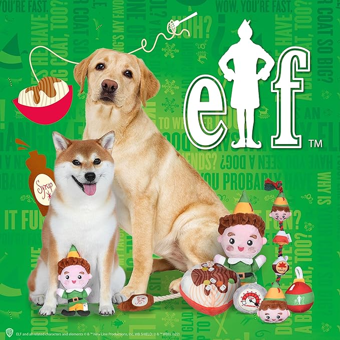 Elf: Holiday Plush Squeaker Buddy The, Clausometer, and Ornament Ball Set - 3pc Toy Set(3”)