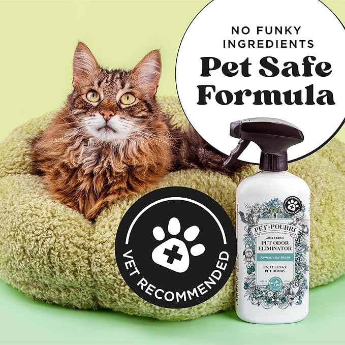 Pet-Pourri Pet Odor Air + Fabric Odor Freshener Spray, Pawsitively Fresh, 16 Fl Oz (Pack of 2)
