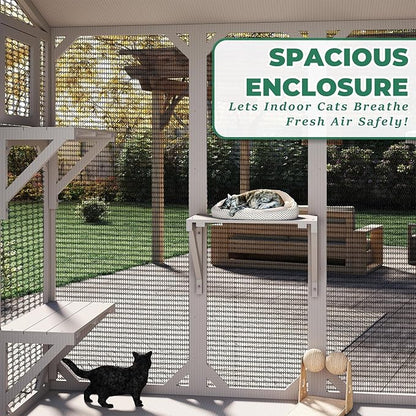Large Window Catio Cat Window Box, Expandable Cat Catio for Indoor Cats, Outdoor Enclosure with 4 Platforms, 3 Doors for Sunbathing, Napping, Overlooking, All Weather Use