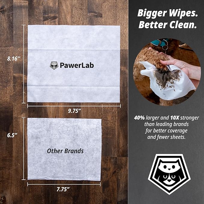 Plant-Based Dog Wipes – Extra Thick, Large, Hypoallergenic, Fragrance-Free Grooming Wipes for Paws & Coats, 60 Count