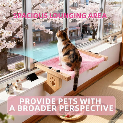 ESPETS Cat Window Sill Perch, Sturdy Cat Hammock Beds Window Seats with Soft Cusion, Large Cats and Kittens-22.5 Inch (White)