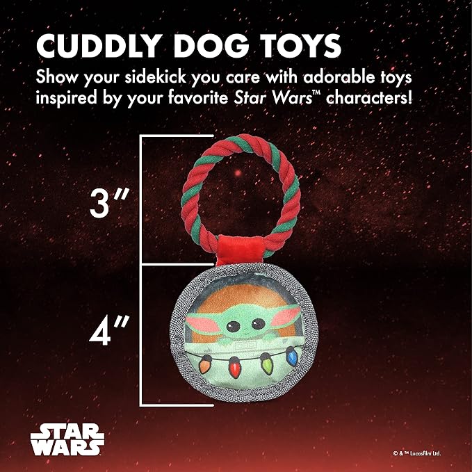 STAR WARS for Pets 4" GROGU Cradle Ornament Flattie Plush Dog Toy | The Mandalorian Holiday Pet Products GROGU | The Child Crinkle Pet Toy | for Pets (FF24155)