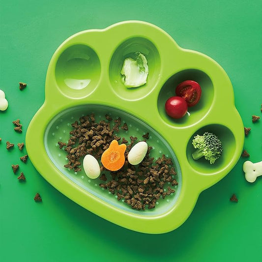 PetDreamHouse PAW 2-in-1 Mini Slow Feeder Dish & Lick Pad for Small Dogs & Cats, Paw-Shaped Slow Feeding Dish with an Interchangeable PAW Lick Pad.