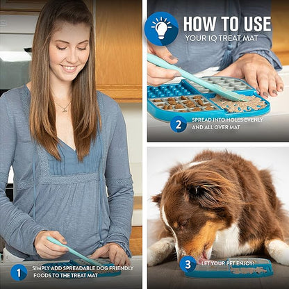 Hyper Pet IQ Treat Lick Mat for Dogs & Cats | Dog & Cat Slow Feeder & Enrichment Toy | Made in USA