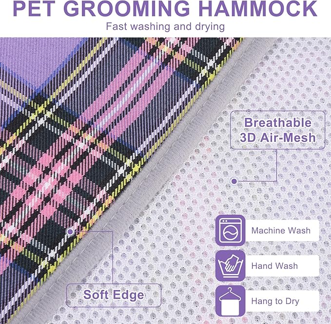 BEAUTYZOO Dog Grooming Hammock for Small Dogs Cat- Dog Sling for Nail Trimming/Clipping- Dogs Hanging Harness Holder with Thick Fabric Neck Support & Strap Restraint Claw Care, Purple XS
