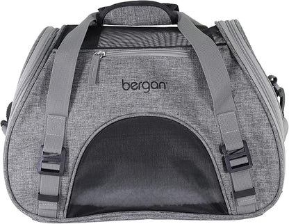 Coastal Pet Bergan Comfort Carrier - Breathable Travel Carrier for Dogs & Cats - Heather Grey, 16" x 8" x 11"